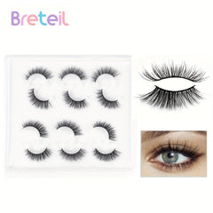 6 Pairs C Curling Fluffy Volume False Eyelashes Natural Cross Slender Lashes