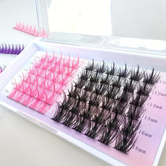 6 Rows Cluster Lashes Pink Purple Extension Kit