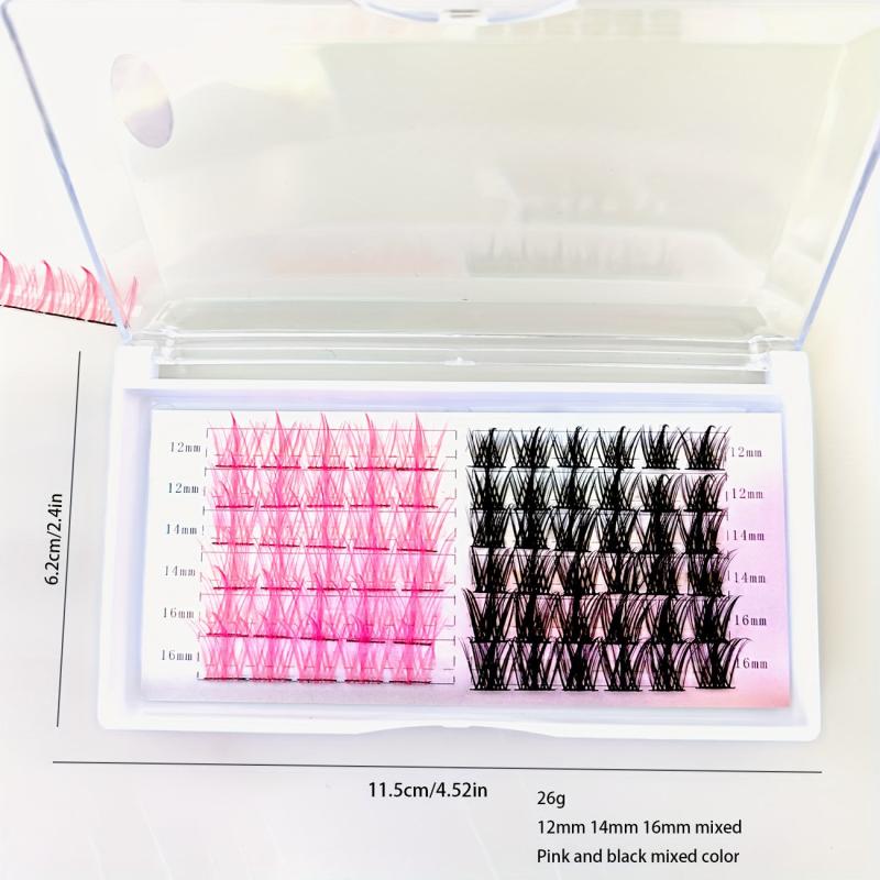 6 Rows Cluster Lashes Pink Purple Extension Kit