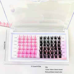 6 Rows Cluster Lashes Pink Purple Extension Kit