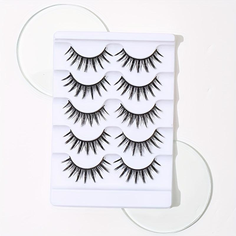 5 Pairs Wispy Fluffy False Eyelashes for Makeup, Dating, Party