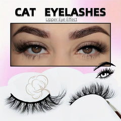 3D Faux Mink Cat Eyelashes for Fox Eye Effect Makeup