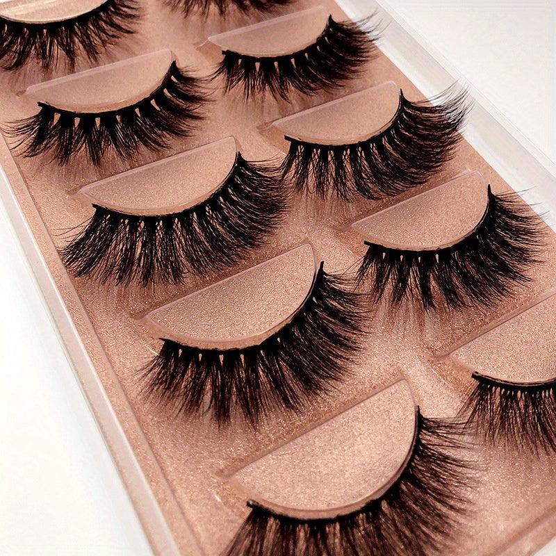 3D Mink Lashes 5 Pairs Wispy False Eyelashes Natural Look Soft Makeup Lashes