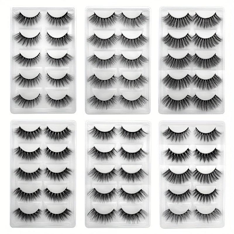 3D Mink Lashes 5 Pairs Wispy False Eyelashes Natural Look Soft Makeup Lashes