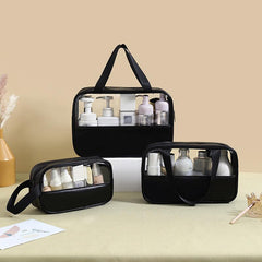 3 Pack Waterproof Travel Toiletry Bag Clear PVC Zippered Carry On Pouch