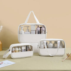 3 Pack Waterproof Travel Toiletry Bag Clear PVC Zippered Carry On Pouch