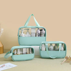 3 Pack Waterproof Travel Toiletry Bag Clear PVC Zippered Carry On Pouch