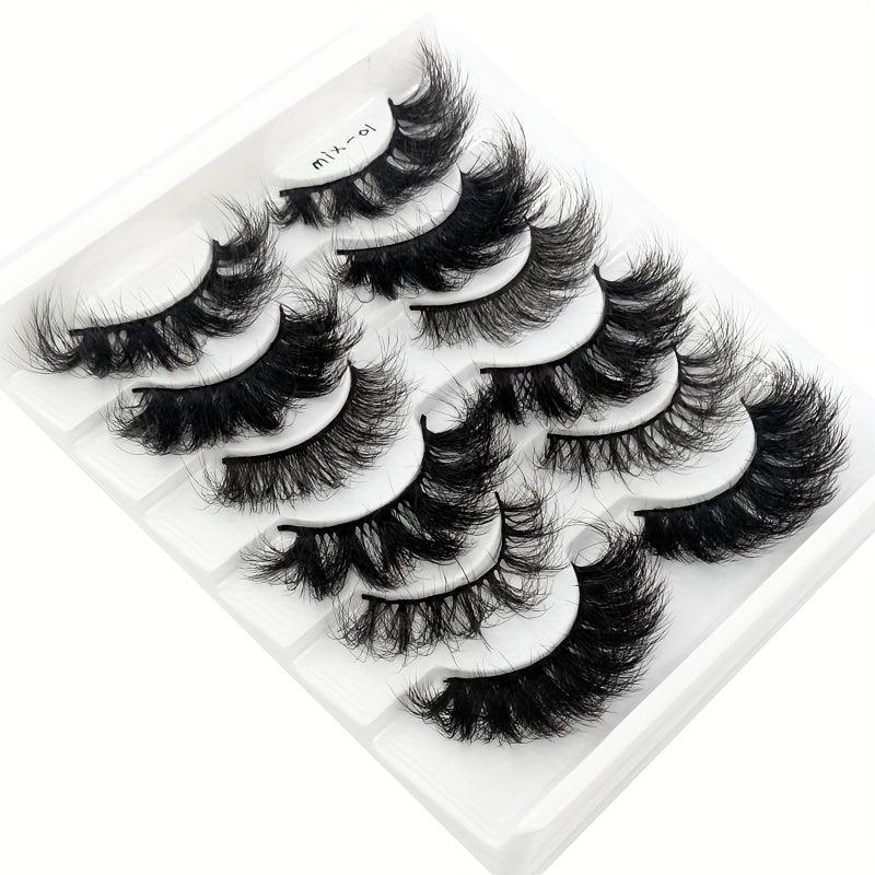 6 Pairs False Eyelashes Cat Eye Fluffy Faux Mink Lashes 8D Wispy Lashes