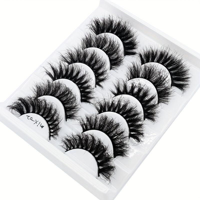 6 Pairs False Eyelashes Cat Eye Fluffy Faux Mink Lashes 8D Wispy Lashes