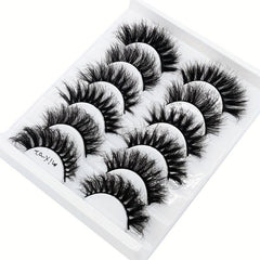6 Pairs False Eyelashes Cat Eye Fluffy Faux Mink Lashes 8D Wispy Lashes