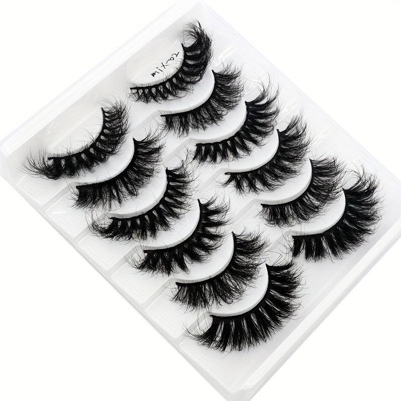 6 Pairs False Eyelashes Cat Eye Fluffy Faux Mink Lashes 8D Wispy Lashes