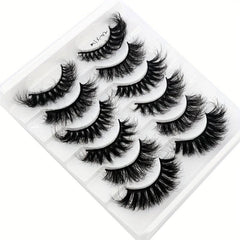 6 Pairs False Eyelashes Cat Eye Fluffy Faux Mink Lashes 8D Wispy Lashes