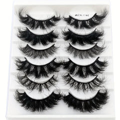6 Pairs False Eyelashes Cat Eye Fluffy Faux Mink Lashes 8D Wispy Lashes