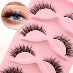 5 Pairs Cat Eye Lashes Fluffy Thick Natural Curling False Eyelashes