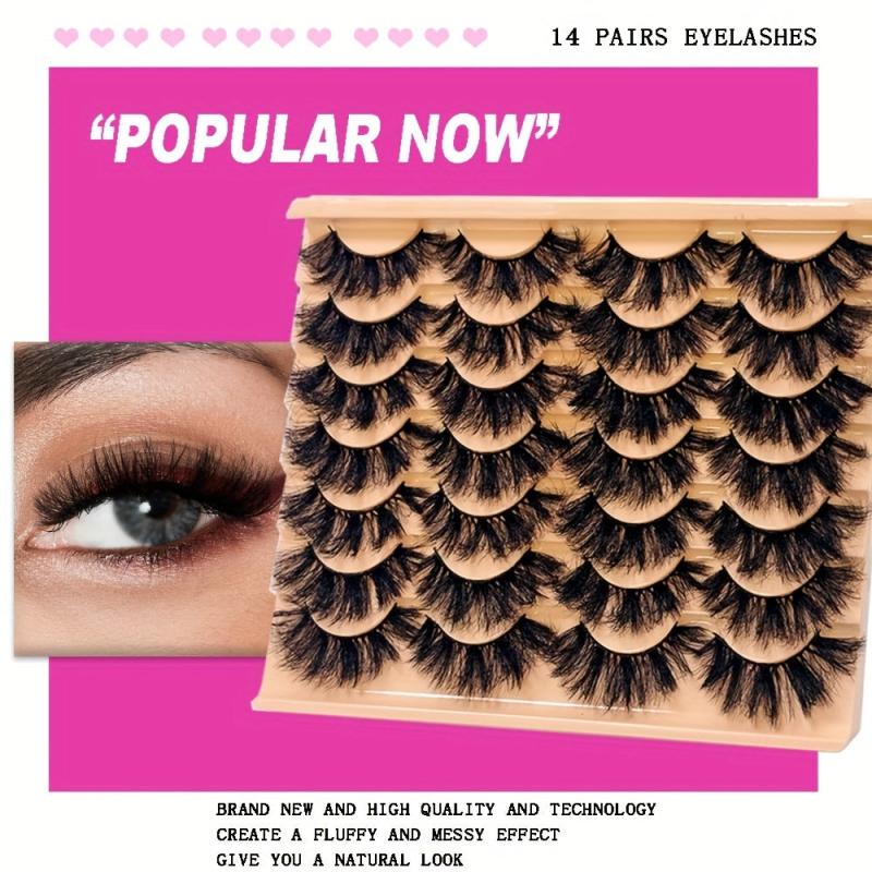 14 Pairs Fluffy Mink Lashes Thick Long False Eyelashes