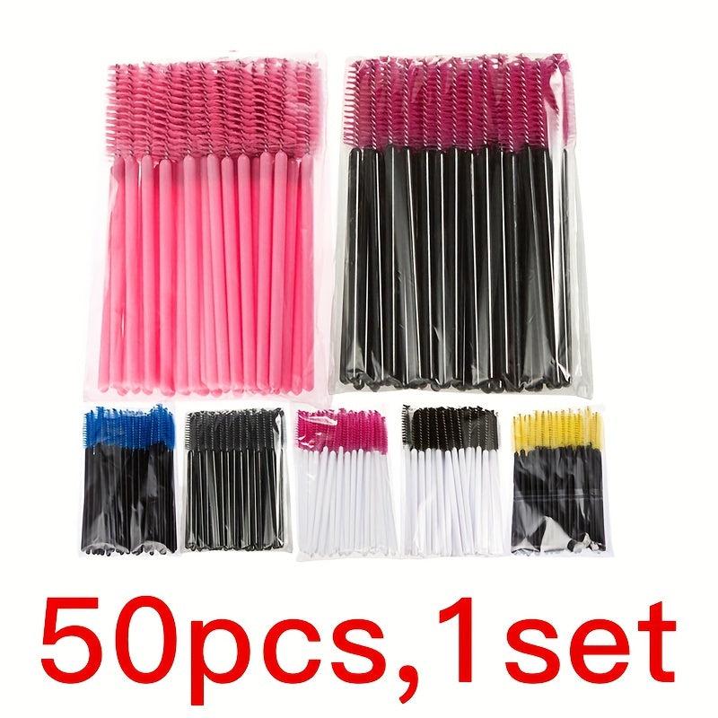 50pcs Eyelash Brushes and Spoolies for Extensions and Makeup Application