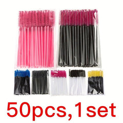 50pcs Eyelash Brushes and Spoolies for Extensions and Makeup Application