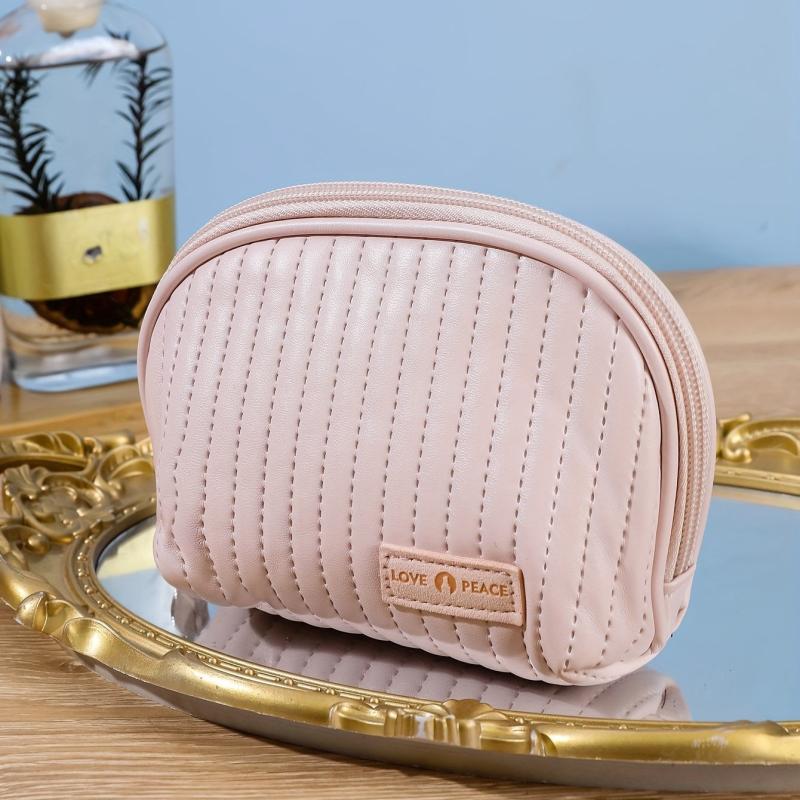 Semicircle Zipper Makeup Bag for Women Purse Travel Toiletry Bag