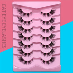 7 Pairs Cat Eye Lashes Faux Mink Wispy False Eyelashes Makeup