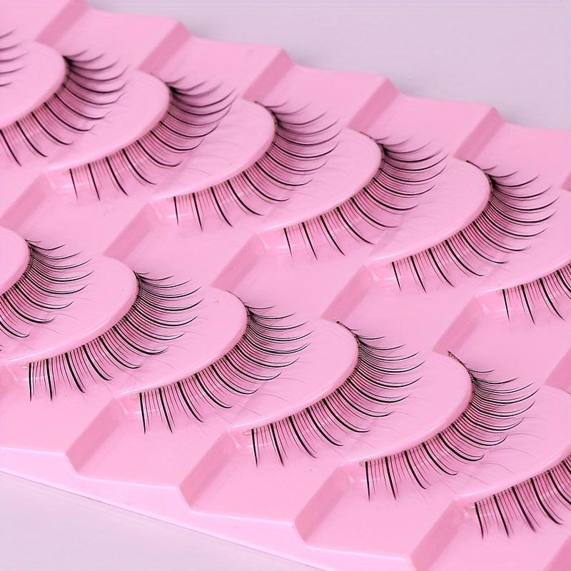 10 Pairs Natural Slender Curling False Eyelashes for Daily Use