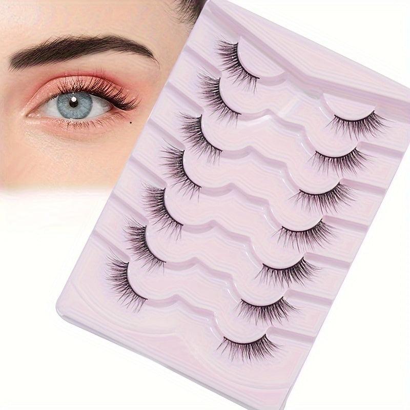 7 Pairs Half Eye False Eyelashes Natural Fluffy Wispy Lashes 14mm
