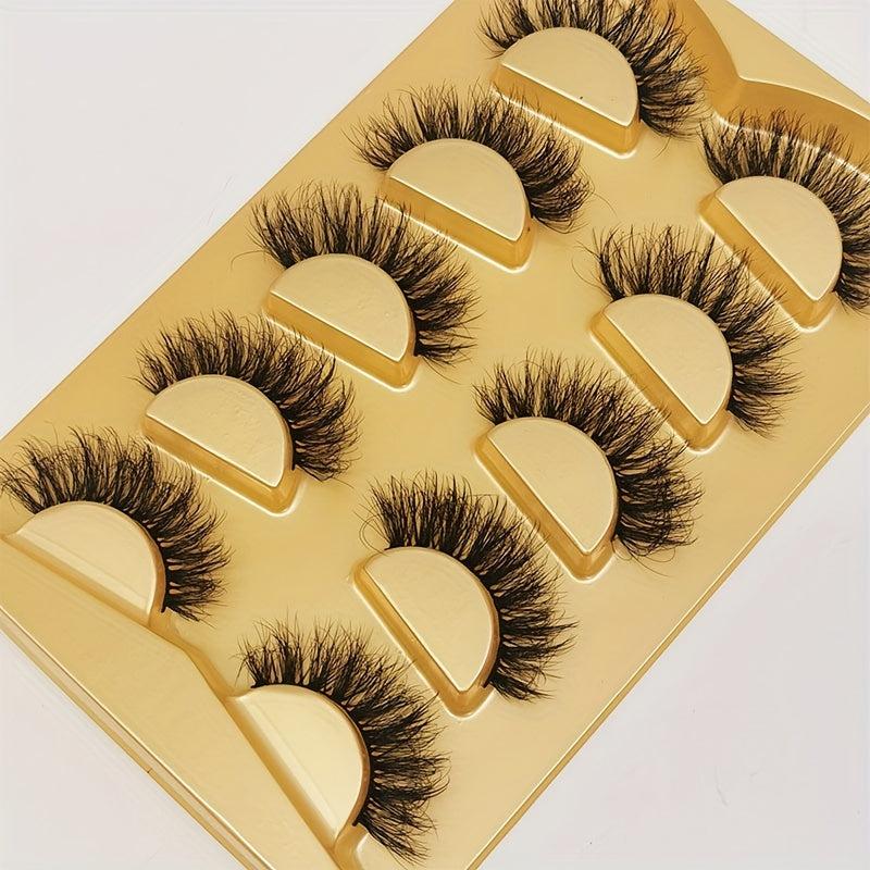 Faux Mink False Eyelashes 3D Curling Reusable Lashes 5 Pairs