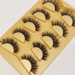 Faux Mink False Eyelashes 3D Curling Reusable Lashes 5 Pairs