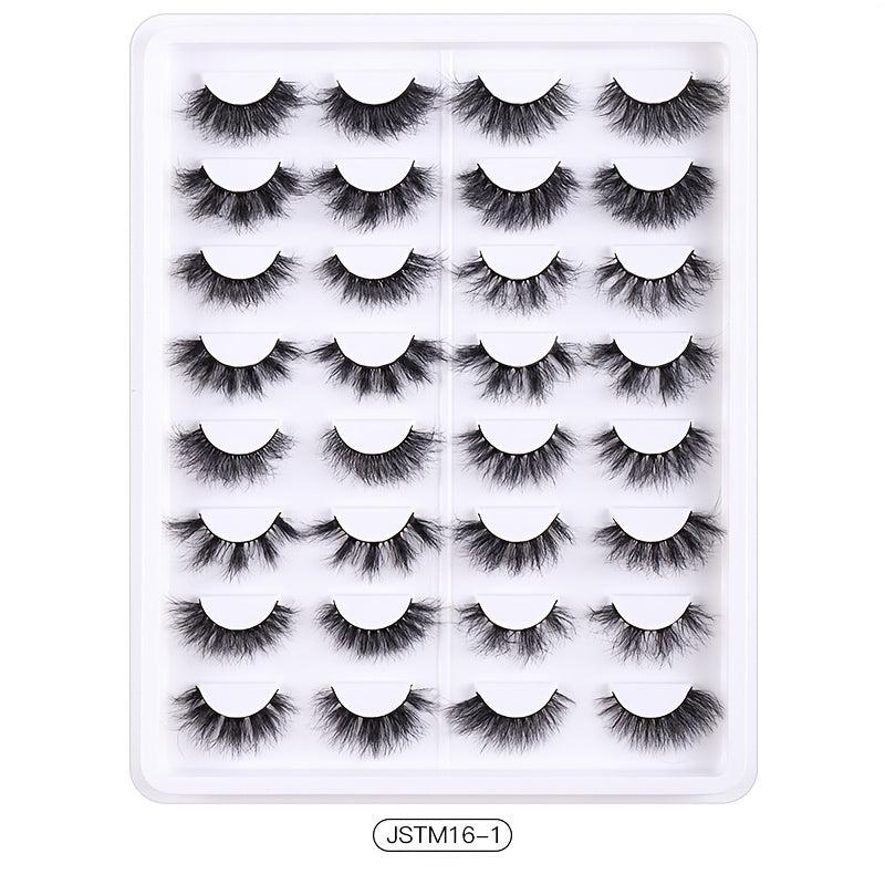 16 Pairs Messy False Eyelashes Natural Volume Thick Faux Mink Lashes