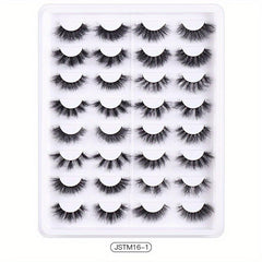 16 Pairs Messy False Eyelashes Natural Volume Thick Faux Mink Lashes