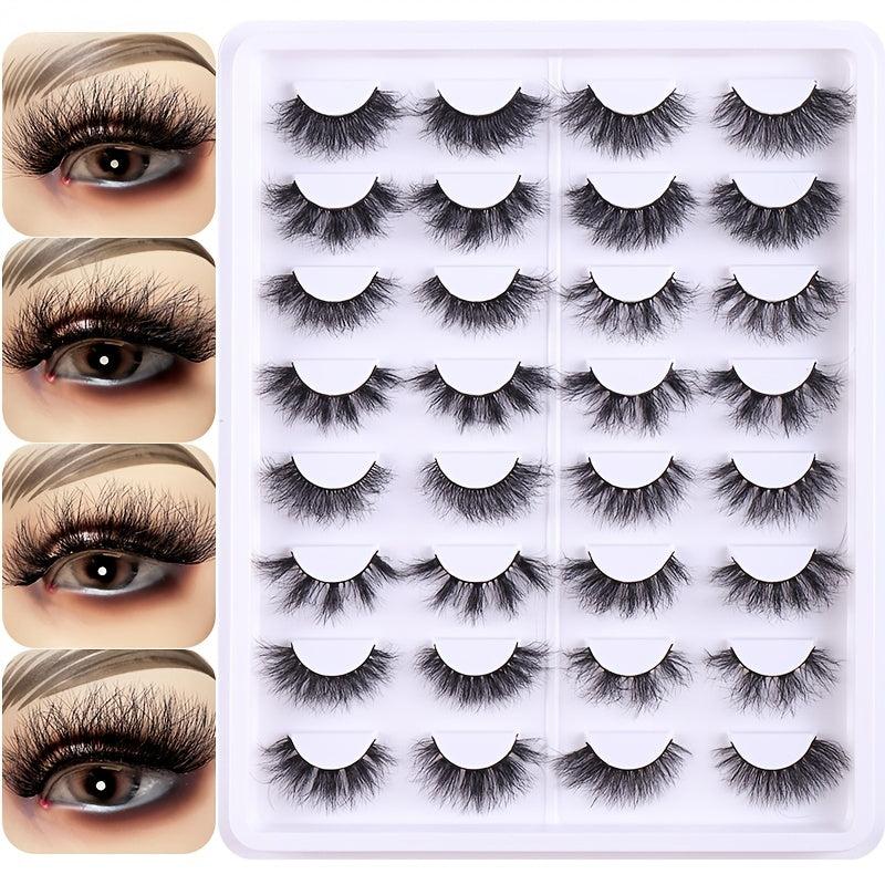 16 Pairs Messy False Eyelashes Natural Volume Thick Faux Mink Lashes