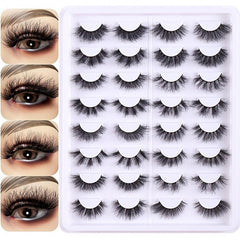 16 Pairs Messy False Eyelashes Natural Volume Thick Faux Mink Lashes