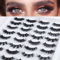 16 Pairs Messy False Eyelashes Natural Volume Thick Faux Mink Lashes