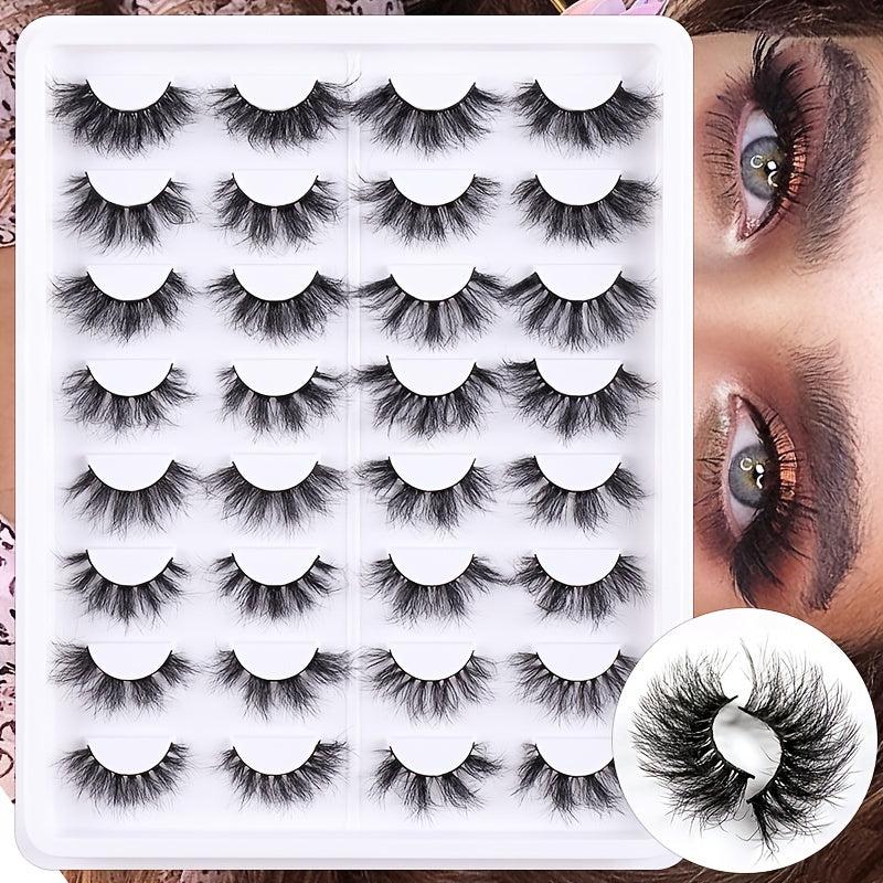 16 Pairs Messy False Eyelashes Natural Volume Thick Faux Mink Lashes