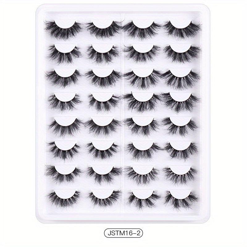 16 Pairs Messy False Eyelashes Natural Volume Thick Faux Mink Lashes