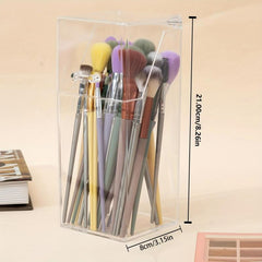 Acrylic Makeup Brush Holder With Lid Cover