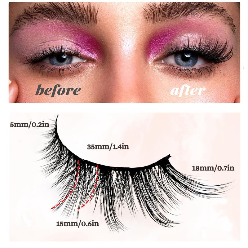 7 Pairs Cat Eye Natural Fluffy Little Devil Style Faux Mink False Eyelashes