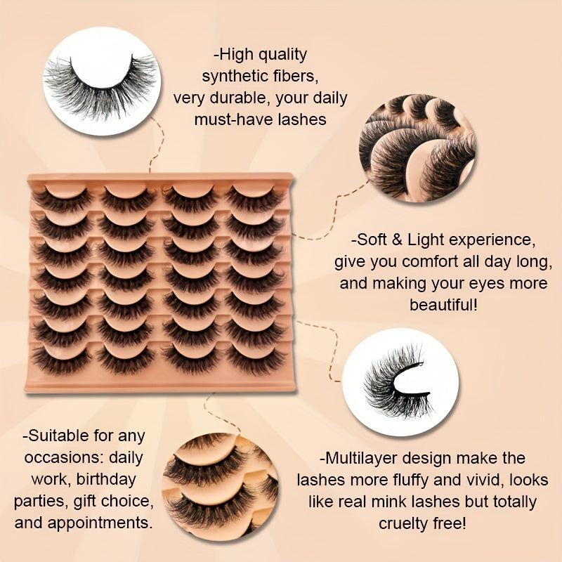 14 Pairs Natural Look False Eyelashes Volume Thick Messy Fluffy Curling Faux Min
