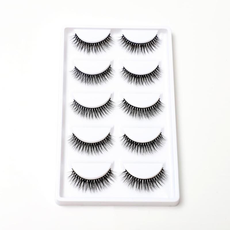 3D Thick Slender False Eyelashes Realistic Wispy Lashes 5 Pairs