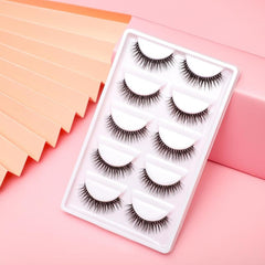 3D Thick Slender False Eyelashes Realistic Wispy Lashes 5 Pairs