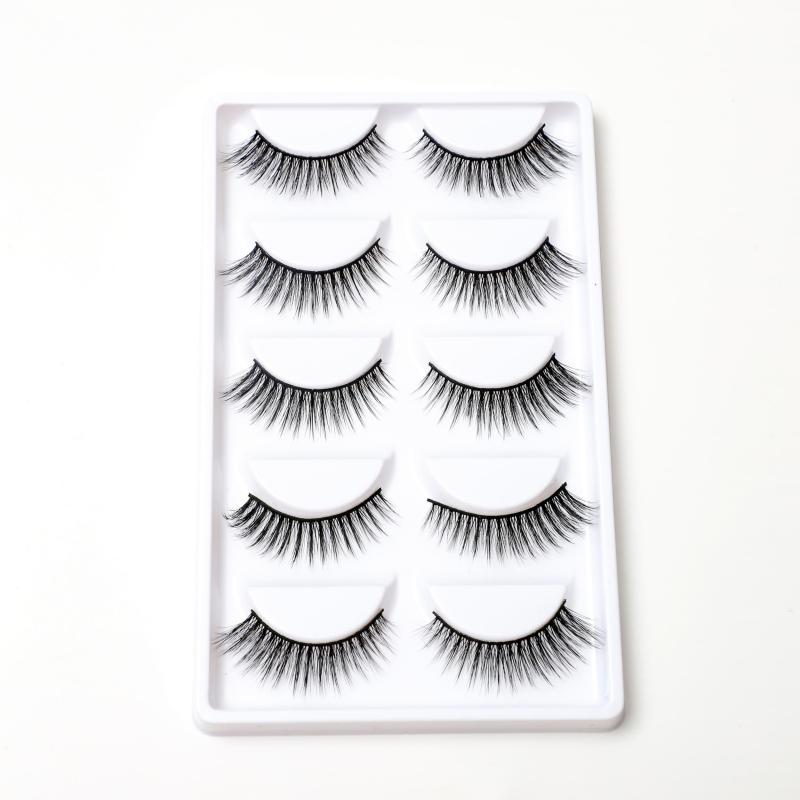 3D Thick Slender False Eyelashes Realistic Wispy Lashes 5 Pairs