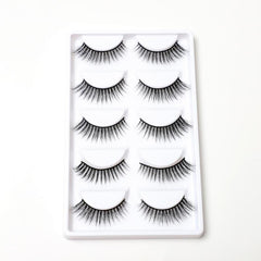 3D Thick Slender False Eyelashes Realistic Wispy Lashes 5 Pairs