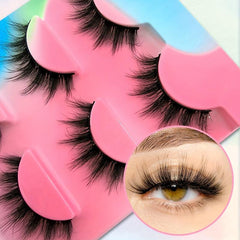 3 Pairs Cat Eye False Eyelashes Thick Fluffy Faux Mink False Lashes 16 18mm