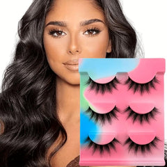 3 Pairs Cat Eye False Eyelashes Thick Fluffy Faux Mink False Lashes 16 18mm
