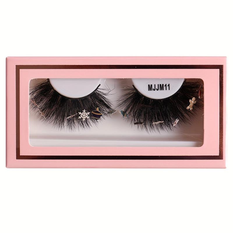 Christmas Faux Mink False Eyelashes With Sequins Thick Style