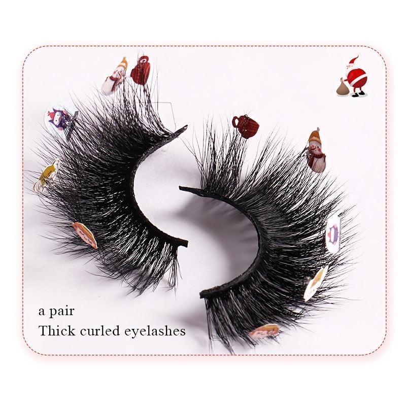 Christmas Faux Mink False Eyelashes With Sequins Thick Style