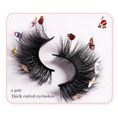 Christmas Faux Mink False Eyelashes With Sequins Thick Style