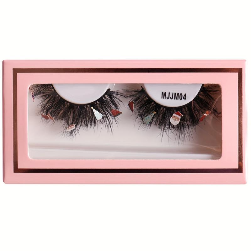Christmas Faux Mink False Eyelashes With Sequins Thick Style