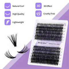 10D-40D Mixed DIY Soft False Lashes Extension 240 Pcs Cluster Large Capacity