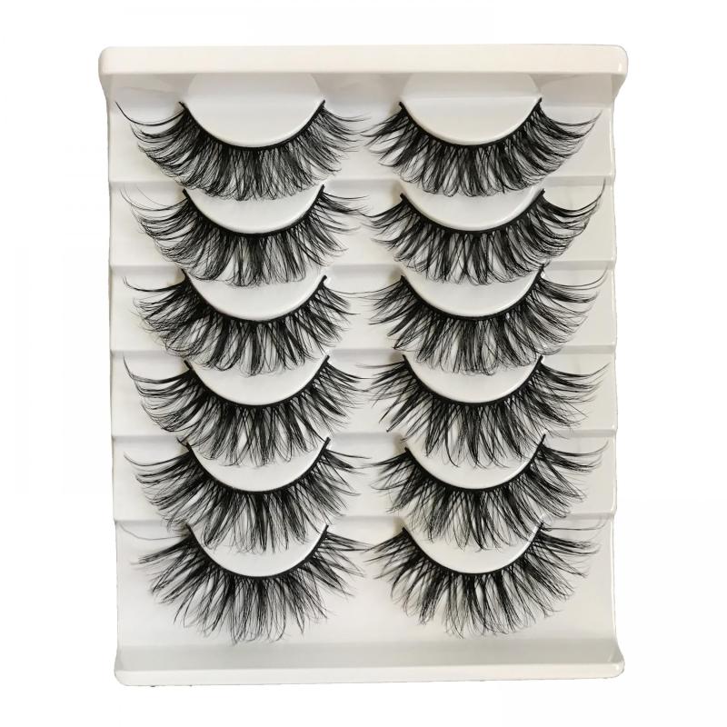 6 Pairs Fluffy Faux Mink Cat Eye False Eyelashes