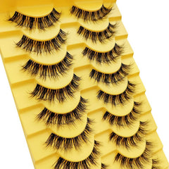 10 Pairs 6D Fluffy Wispy Faux Mink Eyelashes Cat Fox Eye Effect
